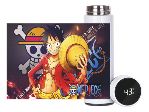Set Botella Monkey D Luffy Onepiece Tazón, Termo, Mousepad