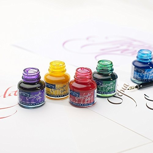 Arte Antigüedad Winsor Newton Botella Tinta Caligrafia