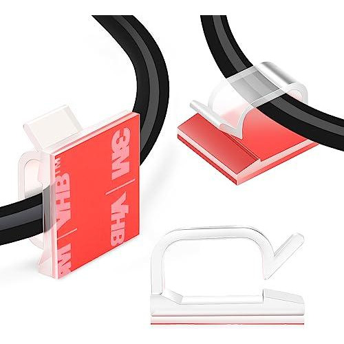 Set 60 Clips Adhesivos Transparentes Para Cables De 3/4 En