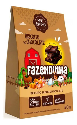 Biscoito Sem GlĂșten Sem Lactose Fazendinha Chocolate 4 Pct