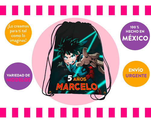 Recuerdos Morralitos Bolo My Hero Academy Personalizado 55u