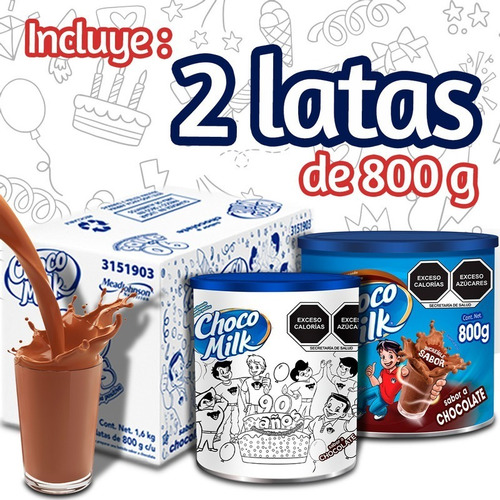 Choco Milk Colors Paquete Con 2 Latas De 800g C/u Sabor Chocolate