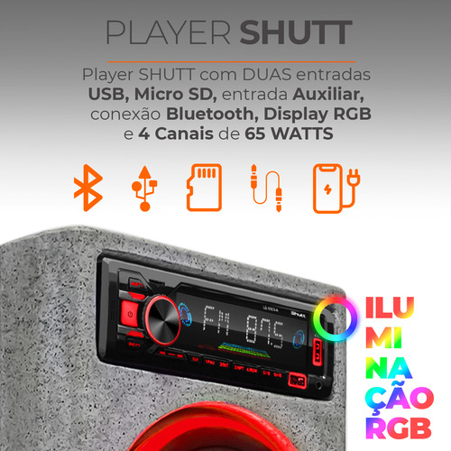 Caixa Som Bob Residencial Amplificada Shutt 480w Strobo Rgb