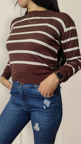 Sweater De Bremer Rayas Negra De Dama
