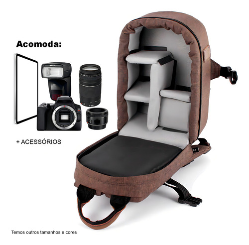 Mochila Pequena E Robusta Para Camera Dslr Tablet 7 Alhva Cor Mochila Marrom