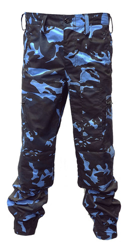 Pantalón Táctico Multibolsillo Camuflado Azul 50 Al 54 Rerda