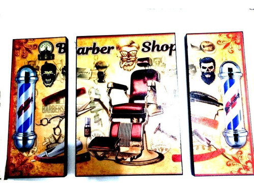 Cuadro Barber Shop Decorativo 3 Piezas 85x55 Envio Gratis!