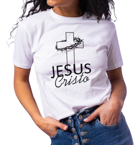 Camiseta Camisa Evangélica Jesus Cristo Cruz Coroa Cristão