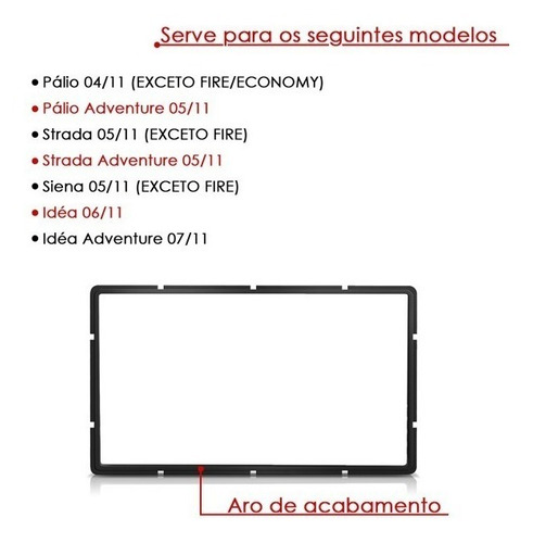 Imagem 3 de 4 de Moldura Painel Dvd 2 Din Pioneer Fiat Ideá 2009 2010 2011