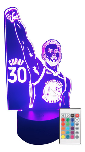 Lámpara Led Stephen Curry Nba Acrilico 3d Personalizada