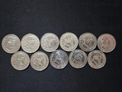 Moneda De Un Peso Morelos-tepalcate,set De 11 Pzas 1957-67