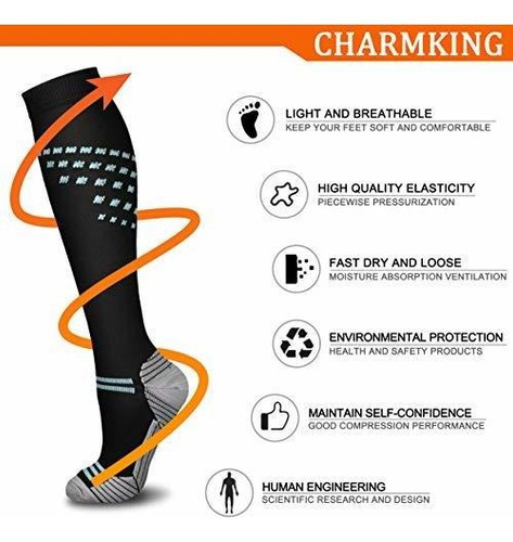 Calcetines De Compresion 15-20 Mmhg 6 Pares Mujeres Hombres