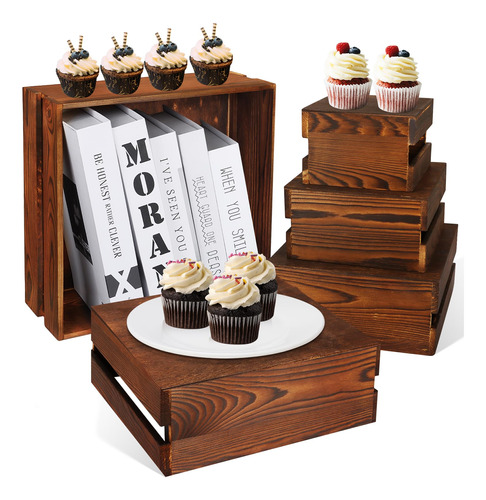 Soporte De Exhibicion De Cupcakes De Madera De 5 Piezas, Jue