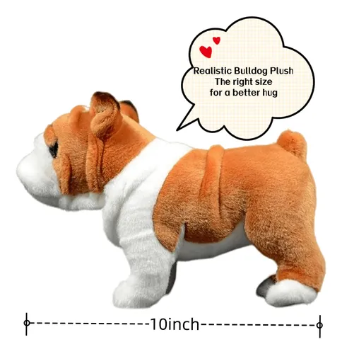 Peluche Realista De Bulldog De 11.8 Pulgadas, Animales De Pe