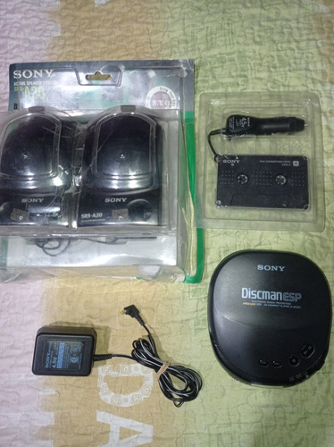 Discman Sony D-242ck Completo Parlantes Cassette Transformad
