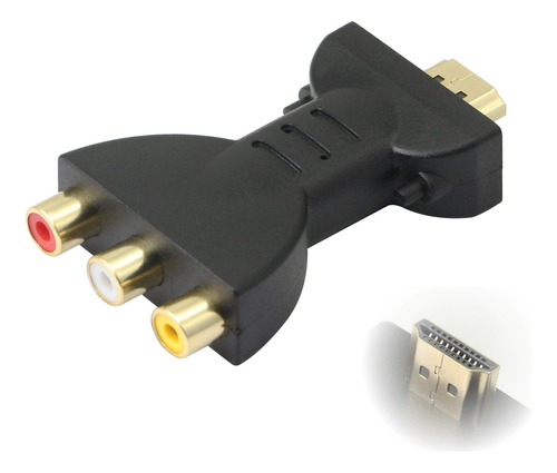 Yaodhaod Adaptador Hdmi A 3 Rca, Adaptador Hdmi-av, Adaptado