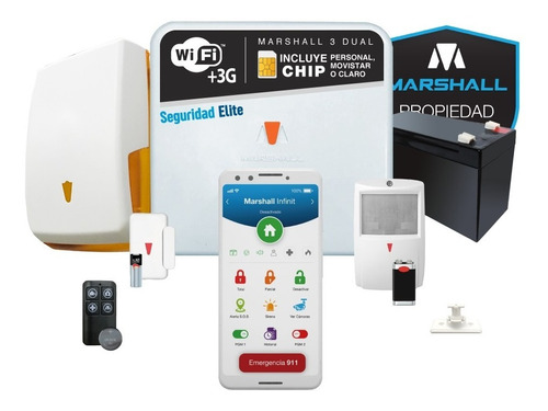Kit Alarma Marshall 3t 3g Gsm Inalambrica Con Aplicacion Para Celular Marshall App Domiciliaria Comercio