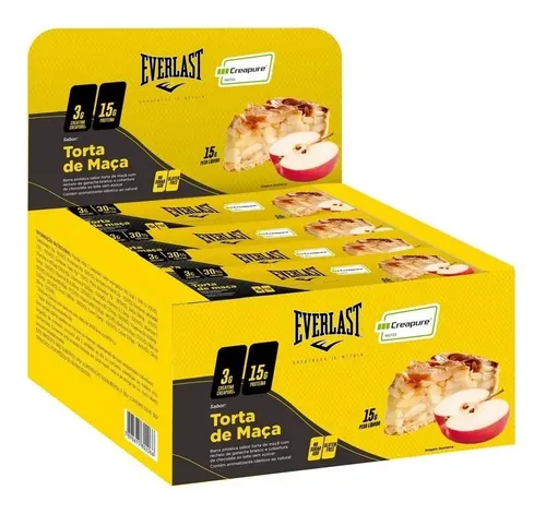 Barra De Proteína Com Creatina Torta De Maçã 12 Unidades Everlast