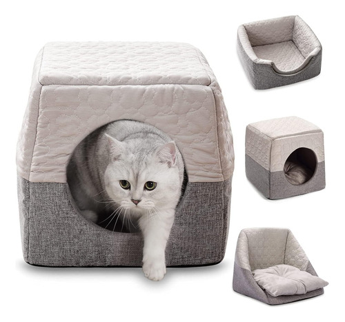 Cama Lgloo Para Gatos Acogedora Cama Plegable 3 En 1 Para Ga