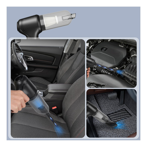 Aspiradora De Mano Inalámbrica 3 En 1 12000 Pa Mini Aspirado Motor Negro Sin Escobillas
