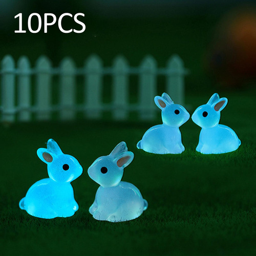 Estatuillas De Conejo De Resina Micro Adornos De Azul