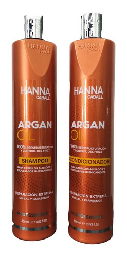Shampoo Y Acondicionador Hanna Caball Aceite De Argan 400ml
