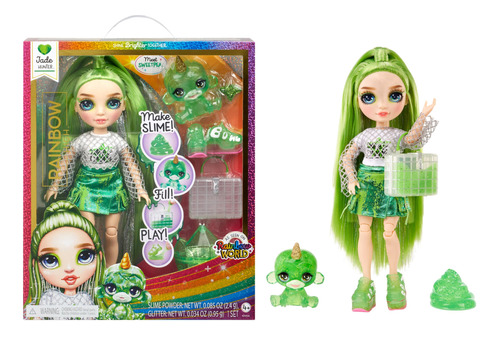 Rainbow High Jade, Verde Con Kit De Slime Y Mascota, Muñec.