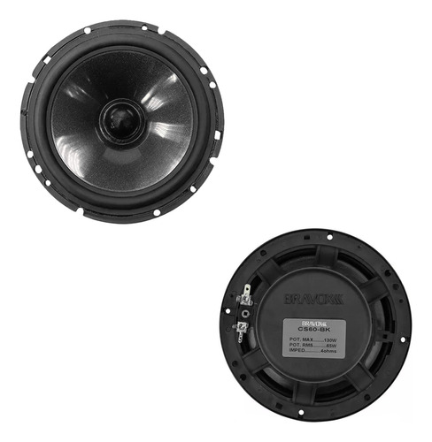 Kit 2 Vias Som Automotivo Bravox 2 Cs60 Bk 130 Rms