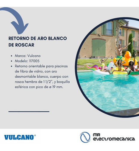 Imagen 5 de 10 de Kit Vulcano Pileta Fibra: Retornos + Virolas + Acople