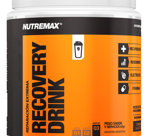 Nutremax Kit X2 Recovery Drink Recuperacion Naranja 540g 3c