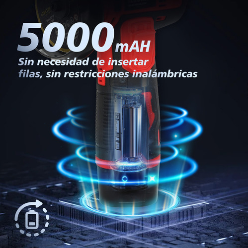 Esmeril Angular Mini Esmeriladora Inalámbrica Esmeril Pulido Lijadora Amoladora + 2 Baterías Rojo Wanse