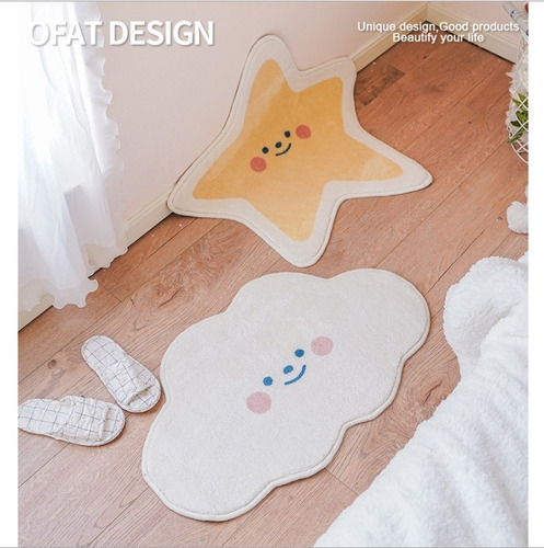 Pack 2 Alfombra Estrella Peluda Shaggy 80cm Bajada De Cama