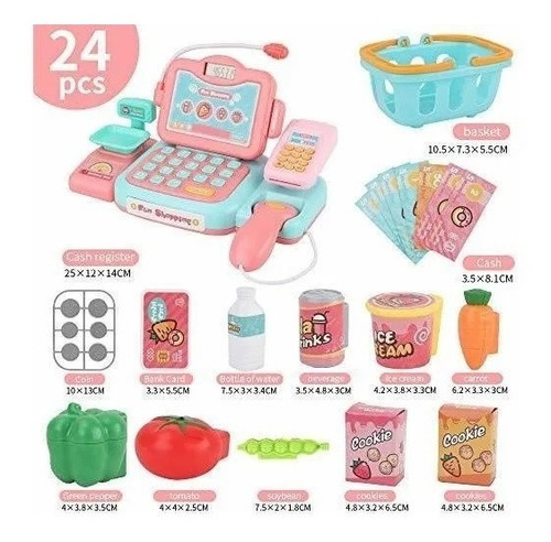 Imagen 2 de 5 de Caja Registradora Niña Juguete 24 Accesorios