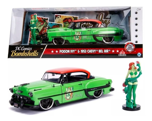 Poison Ivy Chevy Bel Air 1953 Jada Bombshells 1:24 Color Verde