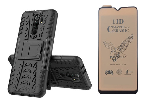 Funda Armadura + Vidrio P/ Xiaomi Redmi 9 / Redmi 9 Prime