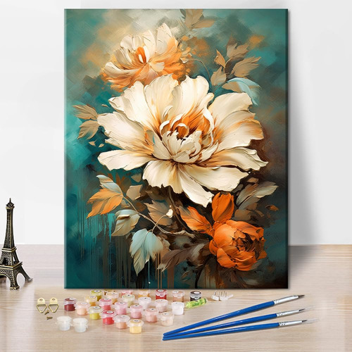 Tumovo Pintura De Flores Por Numeros, Pintura Al Oleo Abstra