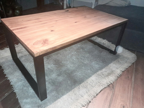 Mesa Ratona Hierro Y Madera Estilo Industrial 