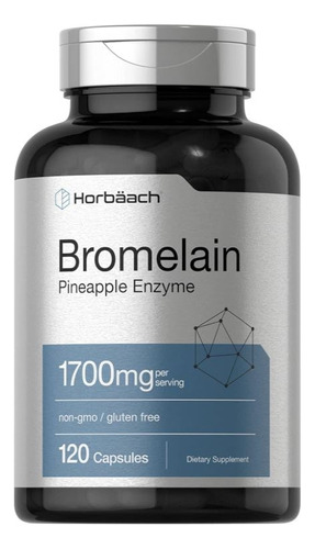 Bromelina 1700mg Horbaach 120 Caps Bromelain Mejor Digestion Sabor Neutro