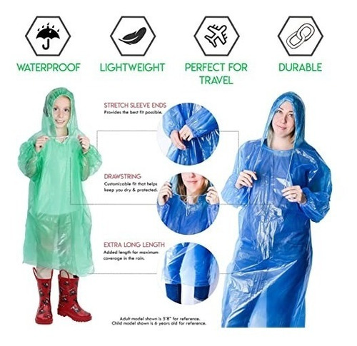 Poncho De Emergencia Para Niños Y Adultos Desechable