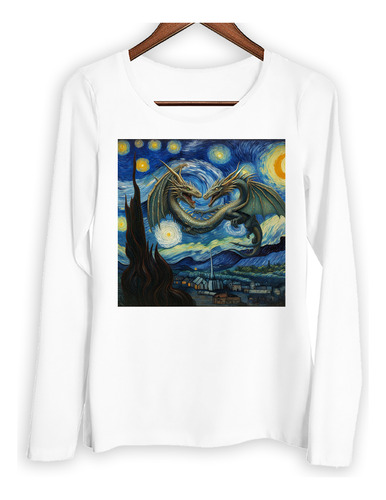 Remera Mujer Ml Dragon Noche Estrellada Novios Van Gogh