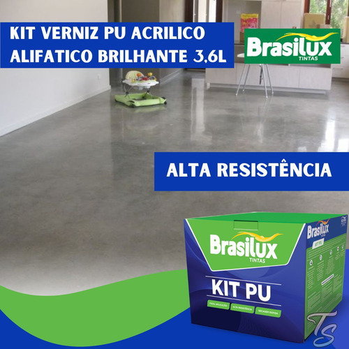 Brasilux Kit Pu Alifatico P/piso Kit 3,6 Lt Cor Incolor Brilhante