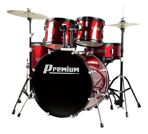 Bateria Premium Dx722 Wr Vinho Com Pratos E Banco
