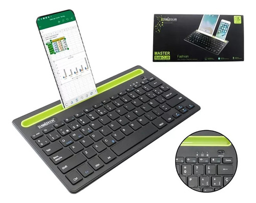 Teclado Bluetooth Con Base Celular Tablet Android Pc iPhone