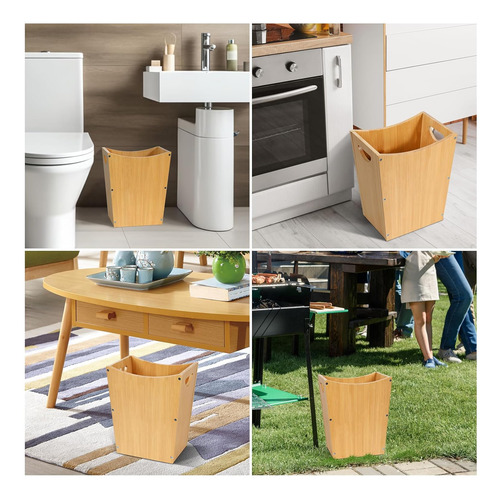 Basurero De BambĂș Para Cocina Con Asas Integradas, Cubos De