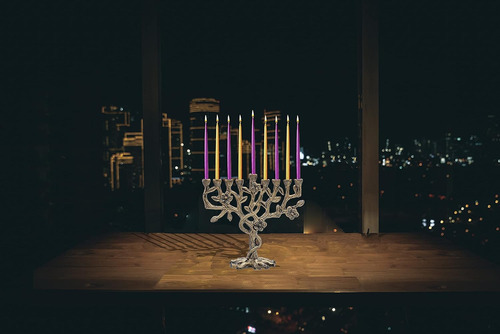 Ner Mitzvah Menorah, Estilo Árvore Da Vida, Alumínio Aa Aa