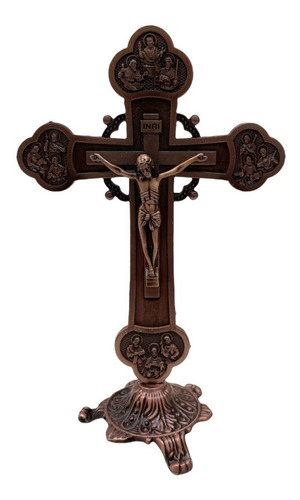 Crucifixo Cruz Com Os Apóstolos Bizantino 22cm Bonze