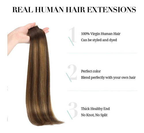 Extensiones Cabello Natural Balayage Chocolate 18in 50gramos