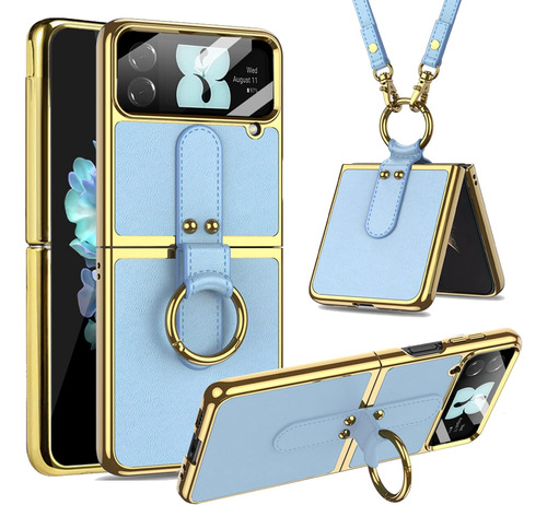 Funda Miimall Para Galaxy Z Flip 4 Gold Blue