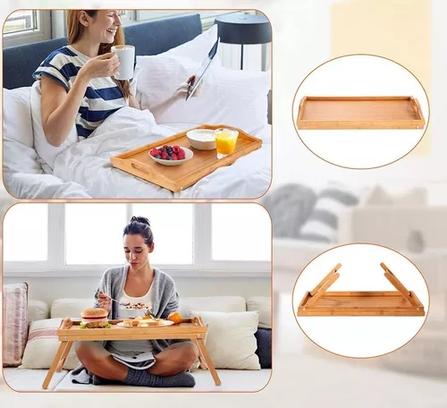 Bandeja De Madera Plegable En Bambu Para Desayuno Breakfast Bamboo Bed  Tray1 NEW