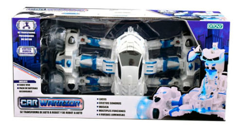 Auto A Control Remoto 2 En 1 Robot Ditoys Luces Juguete Color Blanco Personaje Car Warrior